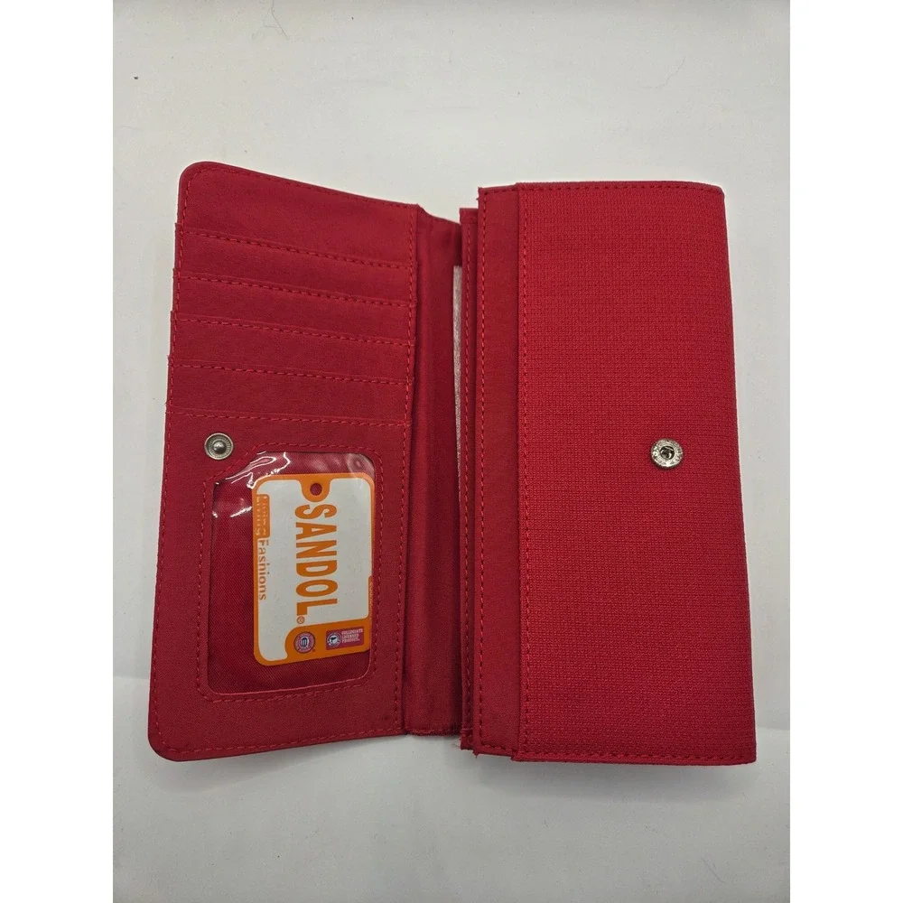 Sandol Arkansas Razorbacks Red Canvas Trifold Wallet NCAA Embroidered Logo